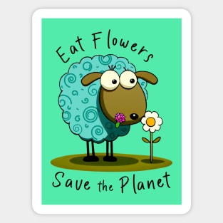 Funny Sheep Eats Flowers Sticker